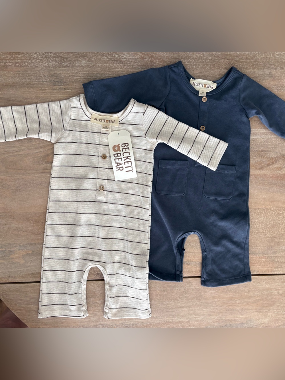 Baby One-Piece Romper - Navy & Cream Stripe